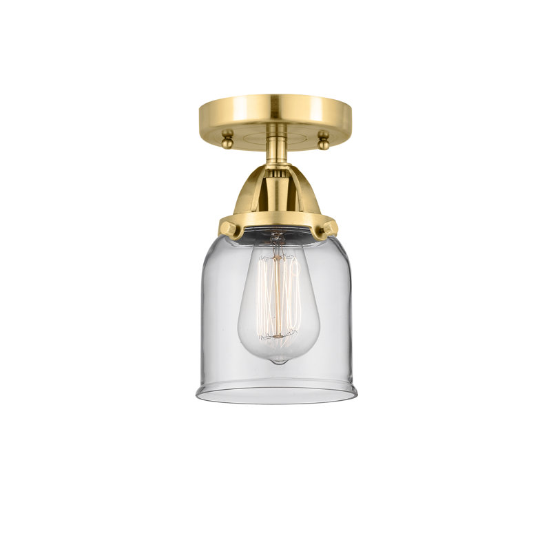 Plafonnier semi-encastré en verre, H 9,25 po x l 5 po x P 5 po, Transparent, Or satiné