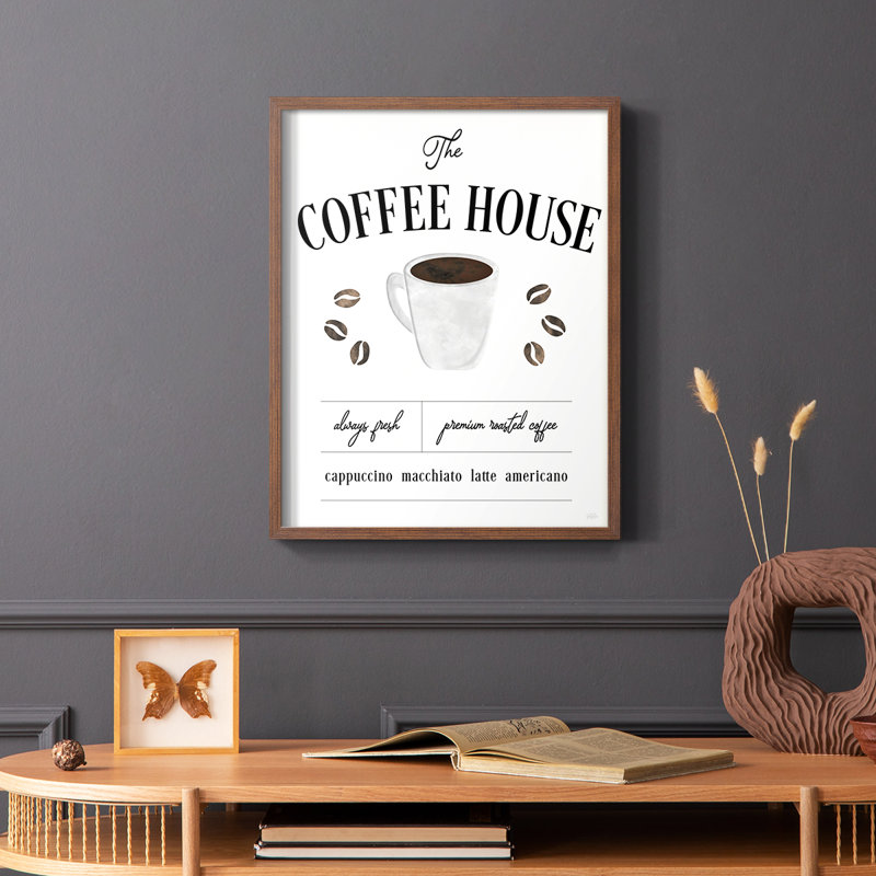 Always Fresh Coffee House Framed Print - Solid Wood, Brown, 14" H x 11" W