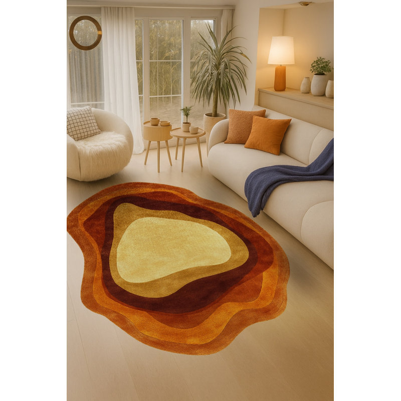 Tapis vert tissé à motif abstrait lavable Mosso, 4'11" x 7'7"