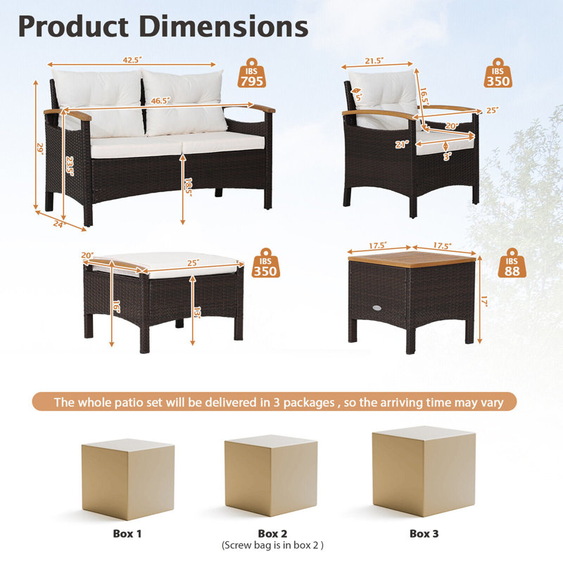 Acacia 6 - Person Patio Conversation Set with Cushions