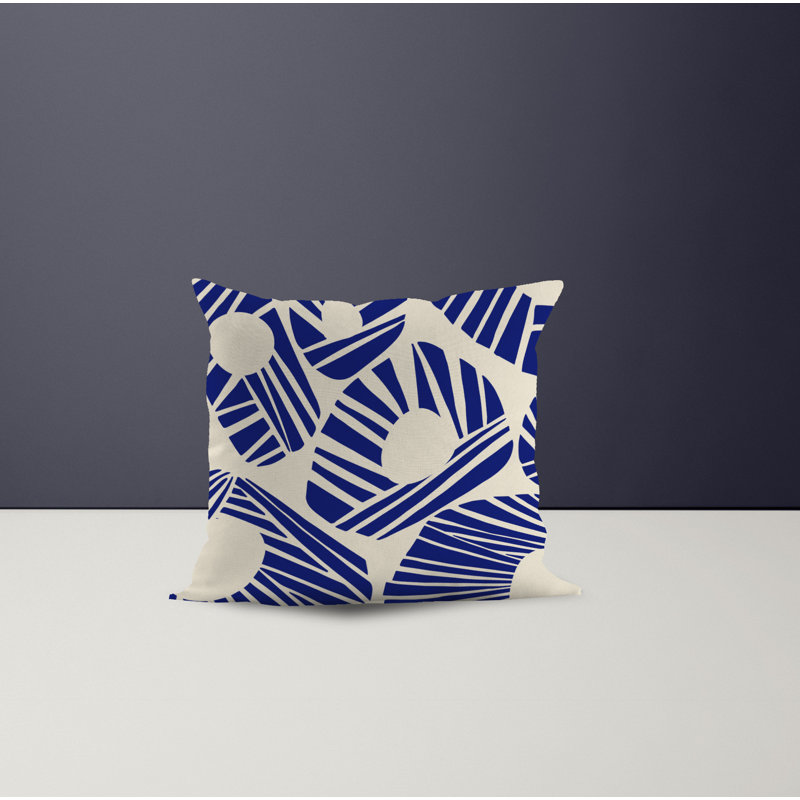 Jeté carré en polyester intérieur / extérieur, L 19 po x H 19 po, Bleu marine