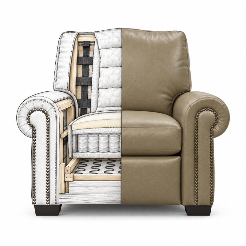 Windsor Heirloom Quality Recliner in Buttery Soft 100% Top Grain Leather, Made to Order, Napa Dove