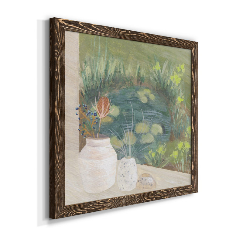 Toile de fenêtre encadrée de qualité supérieure - prête à être accrochée, Encadré de bois de noyer
