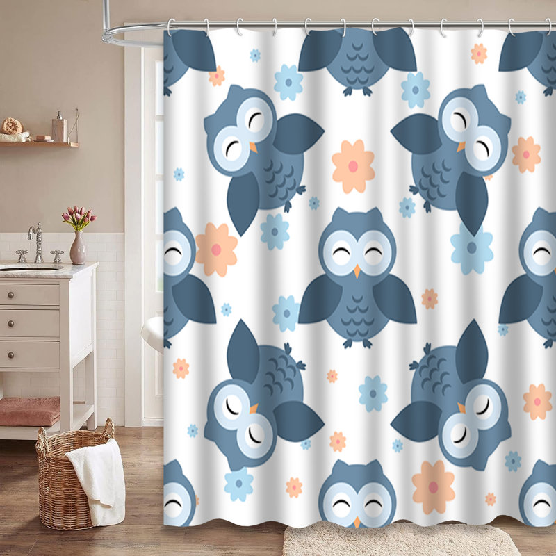 Rideau de douche de bébé avec 12 crochets Owls, L 72 po x l 72 po