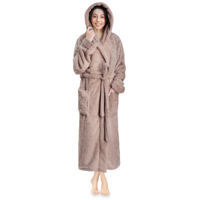 Fleece Girl / Woman+ Mid-Calf Bathrobe with Pockets and Hood