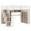 Structure de lit double pleine grandeur avec bureau d'étude intégré et lumières DEL, lit mezzanine en bois peu encombrant avec garde-robe, tablettes de rangement-1701164798