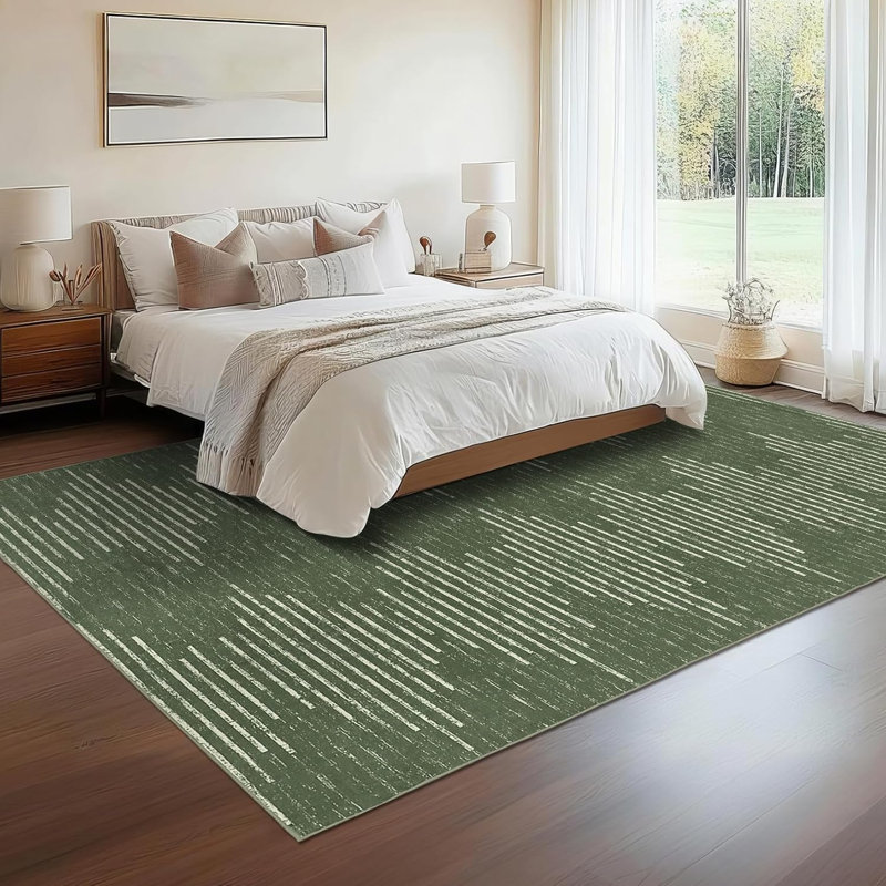 Washable Diamond Stripes Rug, Non-Slip Soft Carpet for Living Room, Bedroom, Nursery, Office, Black & White