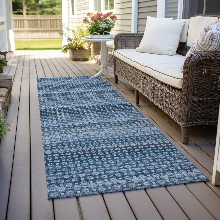 Machine Washable Indoor/Outdoor Christain ACN1420 Denim Rug