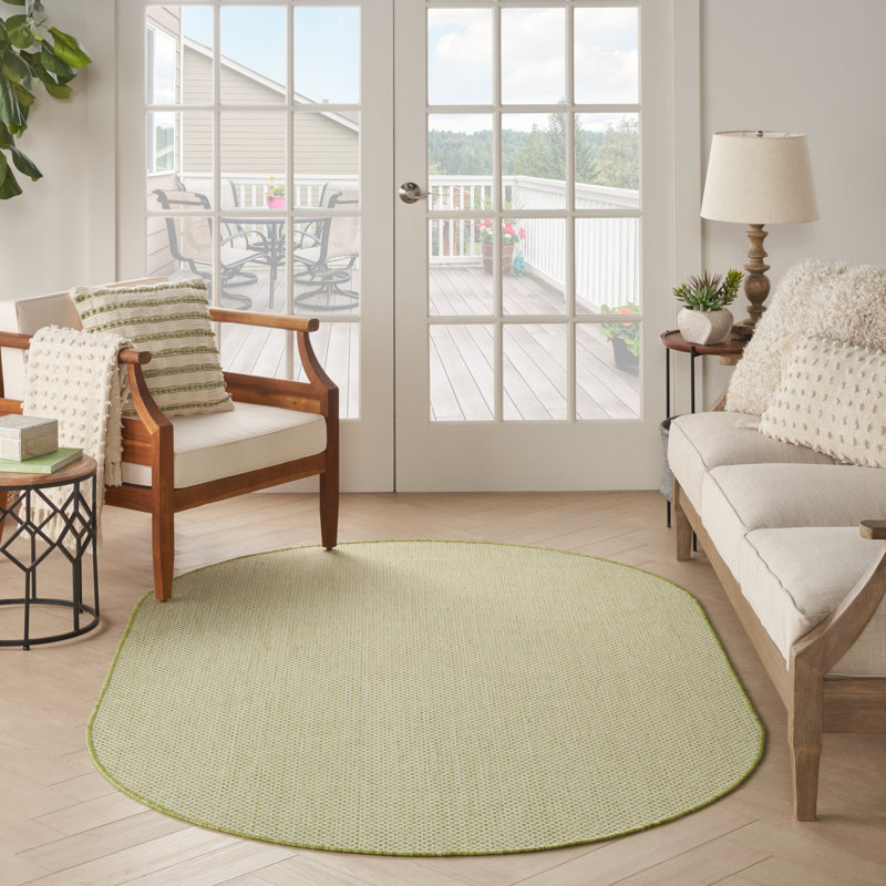 Tapis intérieur / extérieur vert Mccune, Ovale 5 pi x 8 pi