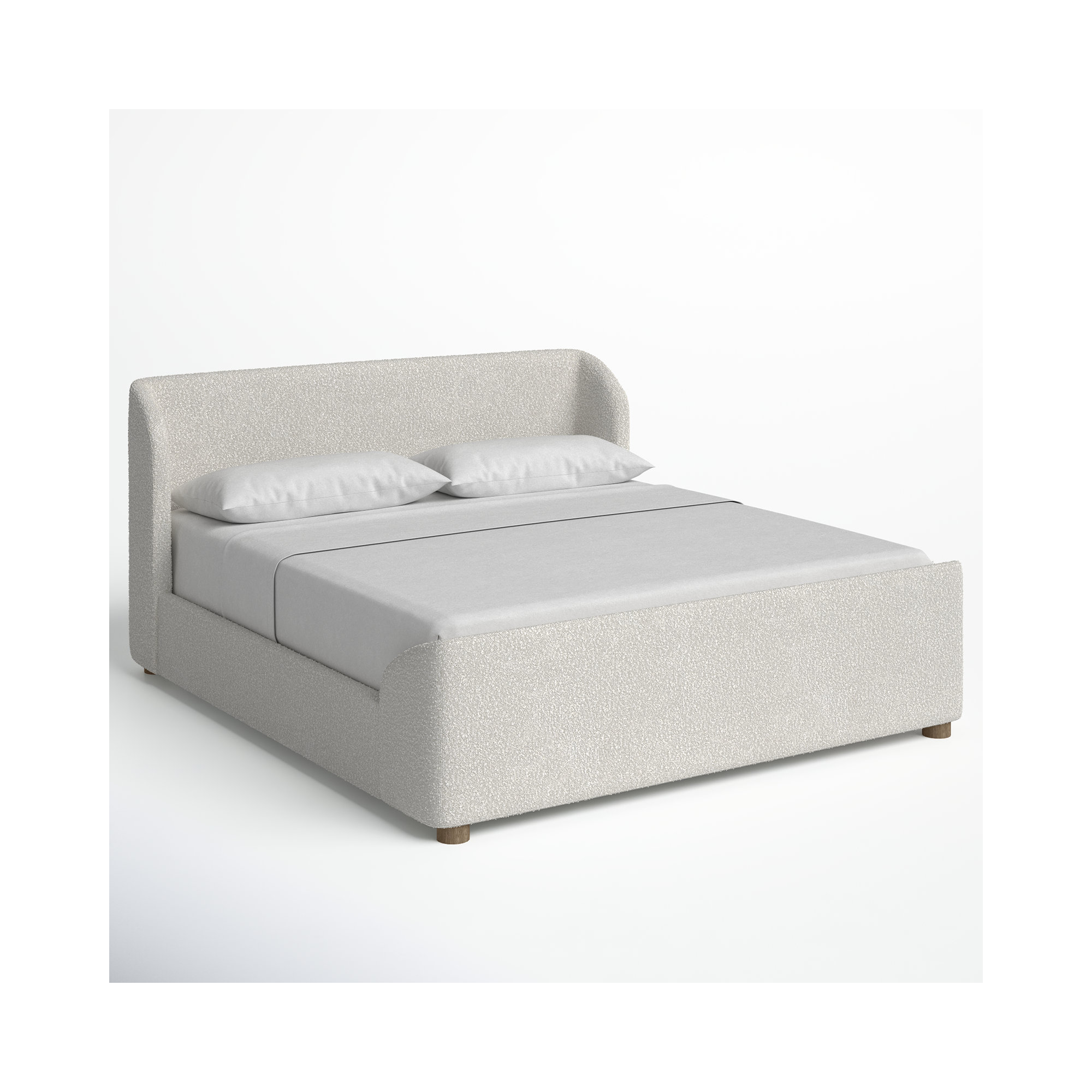 Kris Upholstered Platform Bed, White Boucle, King