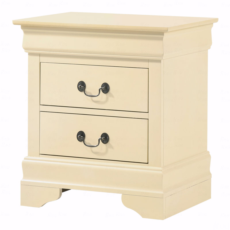 Nightstand With Drawers, Beige