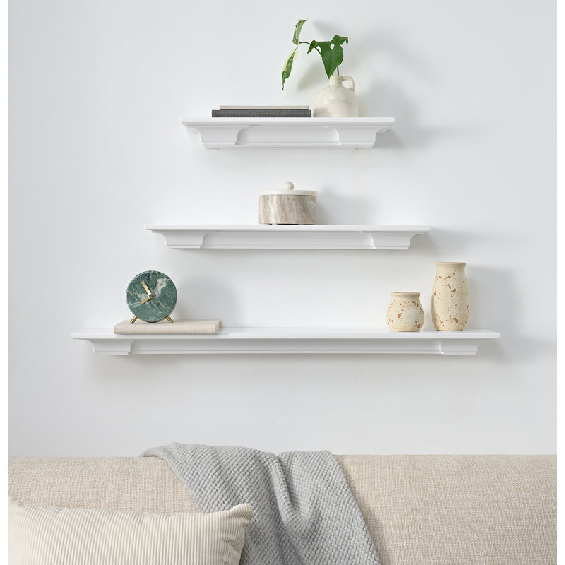 Ensemble de 3 tablettes flottantes Sunny blanches, 1 de chaque taille : 18 po, 24 po et 36 po., Blanc