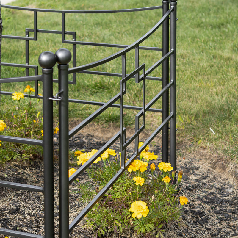 Graphite Wrought Iron Square Garden Fence Set of 4
