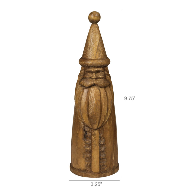 Père Noël, bois - Lrg, H 9,75 po x l 3,25 po x P 3,25 po