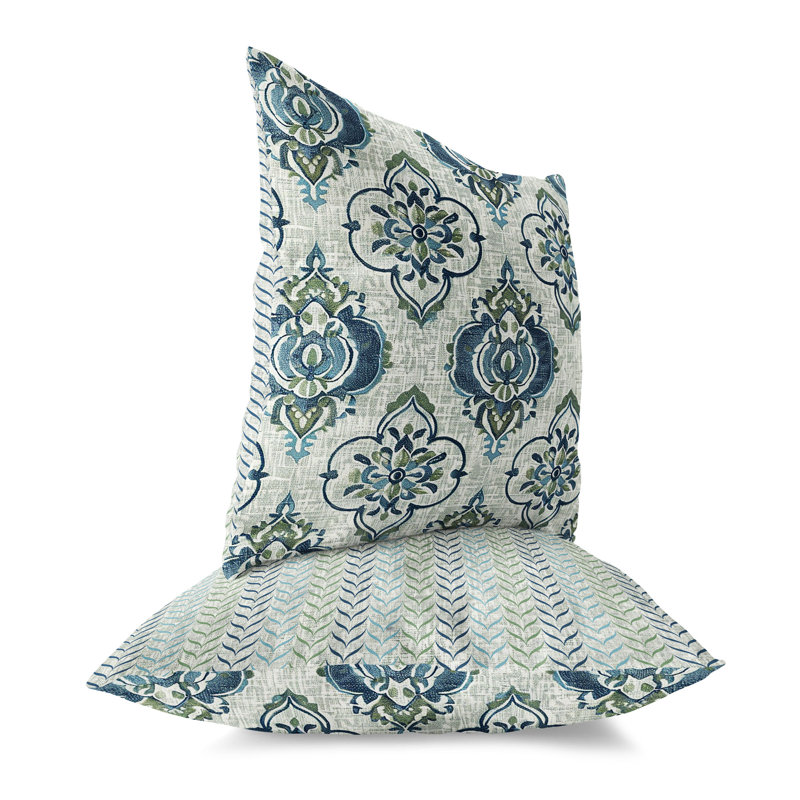 Coussin décoratif intérieur / extérieur Jade, H 16 po x l 16 po, Bleu / Vert