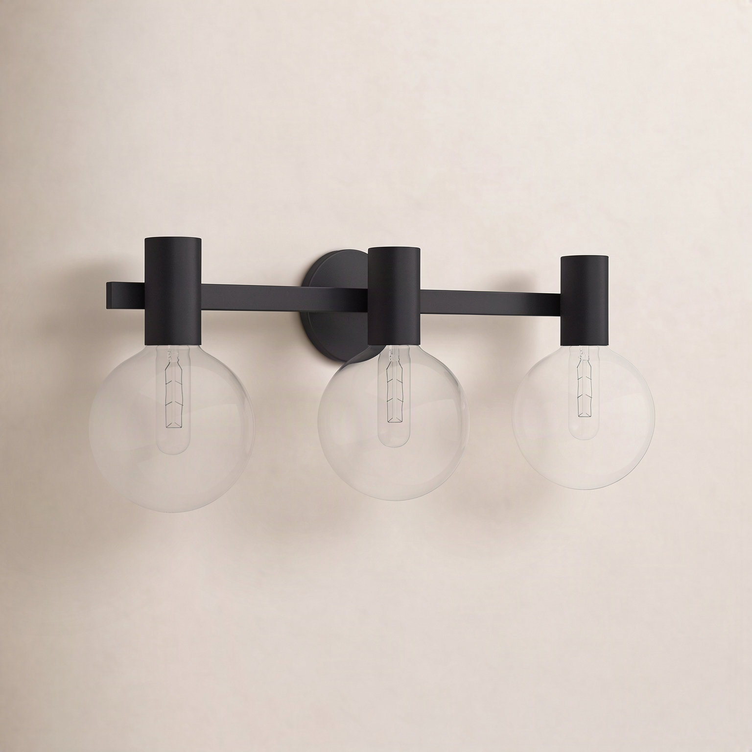 Ryenne Bath Sconce, Matte Black, 10" H x 25" W x 25" D, 3 Lights