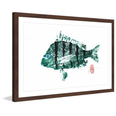 Sheepshead In Green And Black by Andrew Clay - Single Picture Frame Print