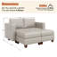  Canapé modulaire modulaire avec repose-pieds avec rangement, canapé modulaire rembourré et confortable pour salon, chambre à coucher, canapé-lit à 4 places, similicuir gris clair-530742245