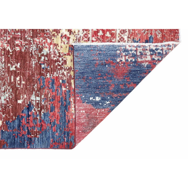 Hand Knotted Wool Area Rug in Multi