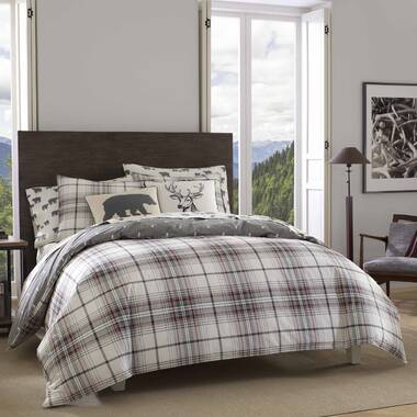 Eddie Bauer Alder Plaid Gray Cotton Reversible Comforter Set