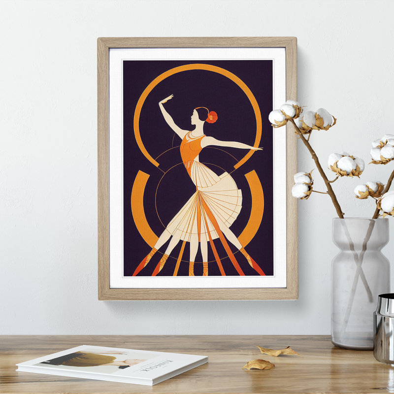 Ballerina - Single Picture Frame Print, 64cm H x 46cm W x 2cm D, Oak Framed