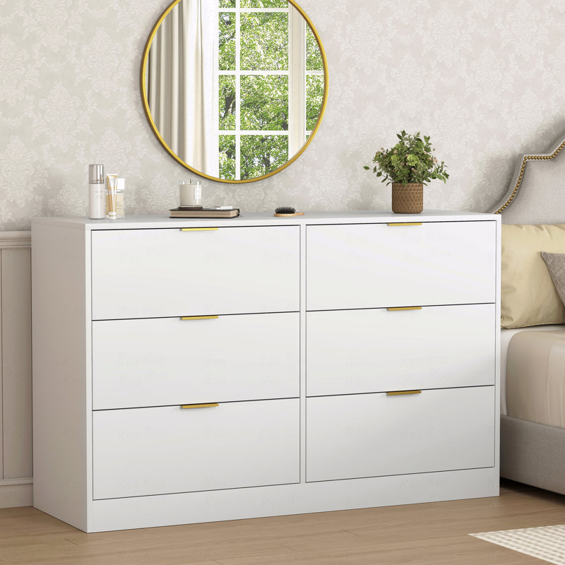 Commode à 6 tiroirs, style simplement moderne, commode pour chambre à coucher, salon, couloir et vestibule - grande armoire de rangement (commode / commode)