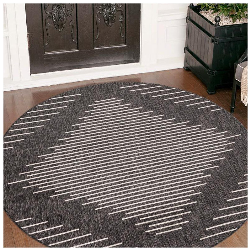 Striped Indoor / Outdoor Rug, Round 13'1"