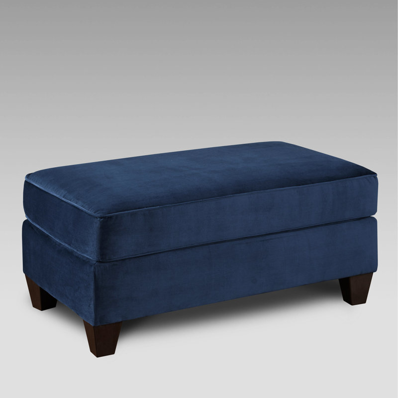 Fabric Cocktail In Navy - Upholstery With Welted Trim, Legs, Geometric Pattern, Rectangular For Living Room Blue Seat Fabric, High Foam, Area