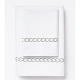 510 Thread Count Cotton Percale Sheet Set with Waterfall Embroidery in Stone
