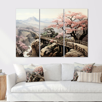Rose, paysage floral japonais, paysage II