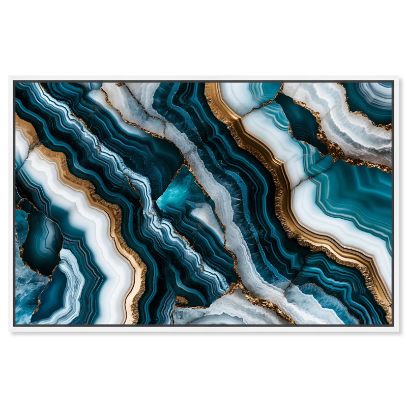 «Teal Tides Treasure I» par Teal , H 11 po x l 16 po, Cadre flottant blanc