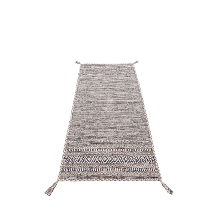 Azizi Striped Hand Woven Cotton Beige Rug