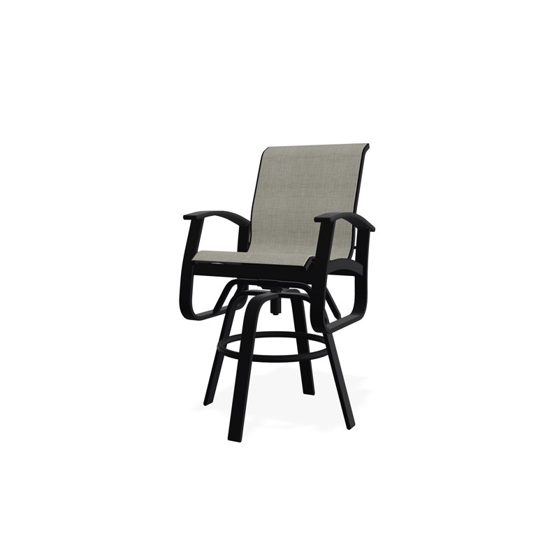 Fauteuil pivotant à hauteur de barre en aluminium Belle Isle Sling, Noir, Ella