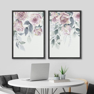 "Bouquet de fleurs rose pastel rose" - 2 pièces