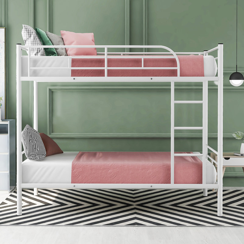 Twin Over Twin Metal Bunk Bed, White