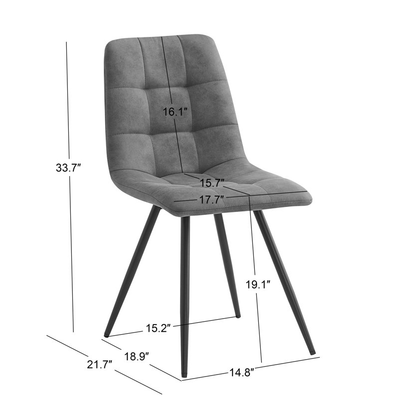 Ensemble de 2 chaises en tissu Waltwilder, Gris