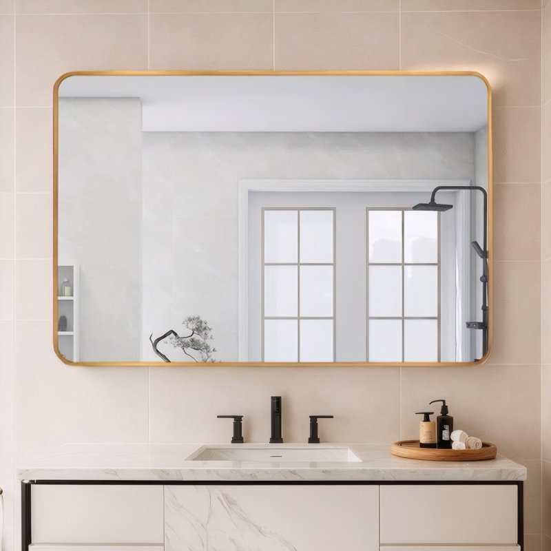 Miroir de salle de bain mural 30x40, Doré