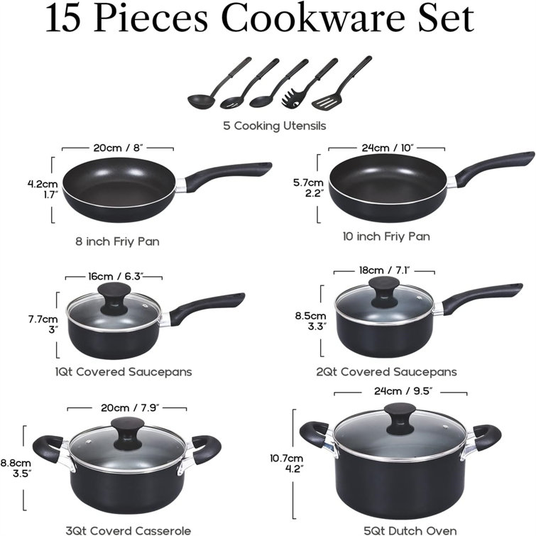 15 - Piece Non-Stick Aluminum Cookware Set