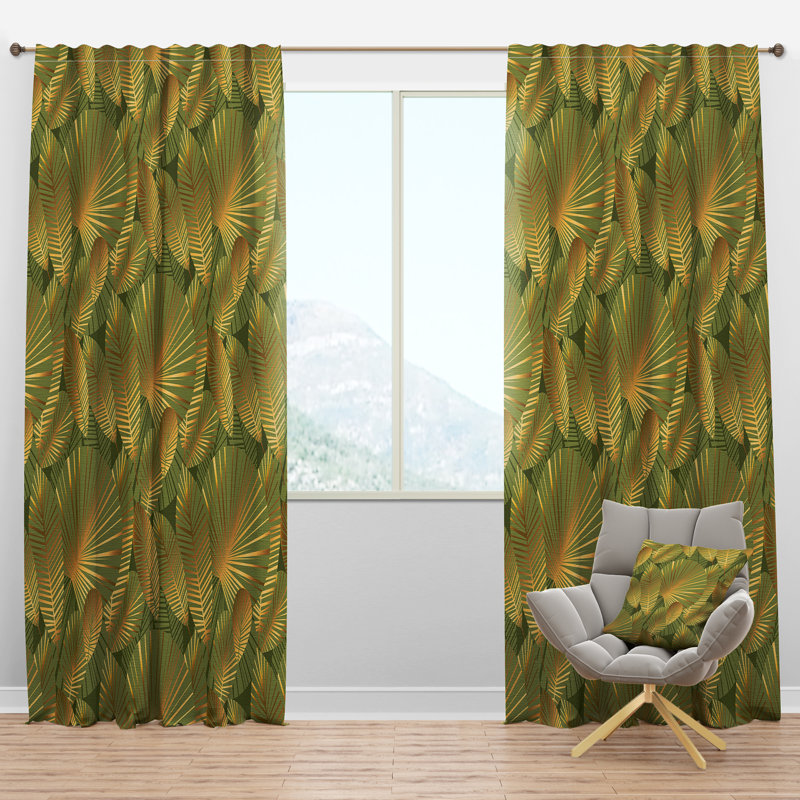 Panneau de rideau simple semi-transparent avec passe-tringle Leaves I, l 52 po x L 63 po