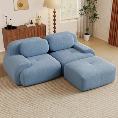 Boneless L-Shaped Modular Sofa, Oversized w/ Deep Seat, Ottoman, Corduroy, No Assembly