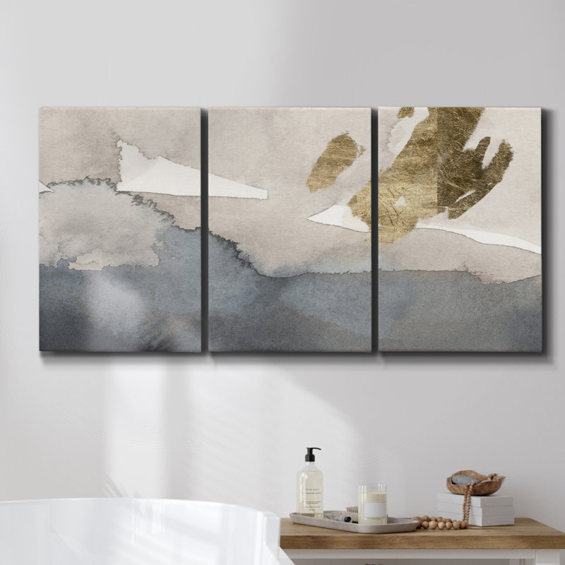 Horizon Haze, ensemble de 3 toiles encadrées sur toile, H 27 po x l 54 po x P 2 po