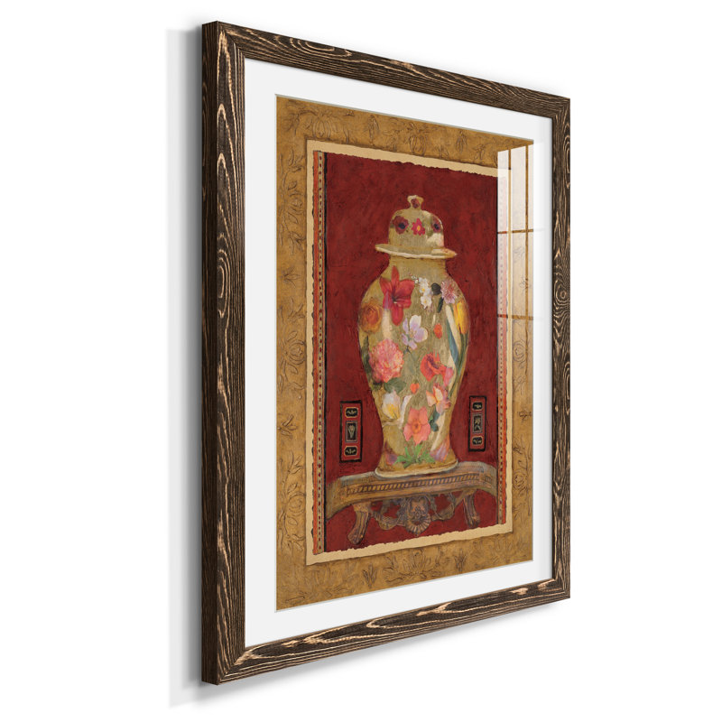 Romantique urne I - peinture encadrée, H 37,5 po x l 27,5 po x P 1,5 po, Papier, cadre noyer