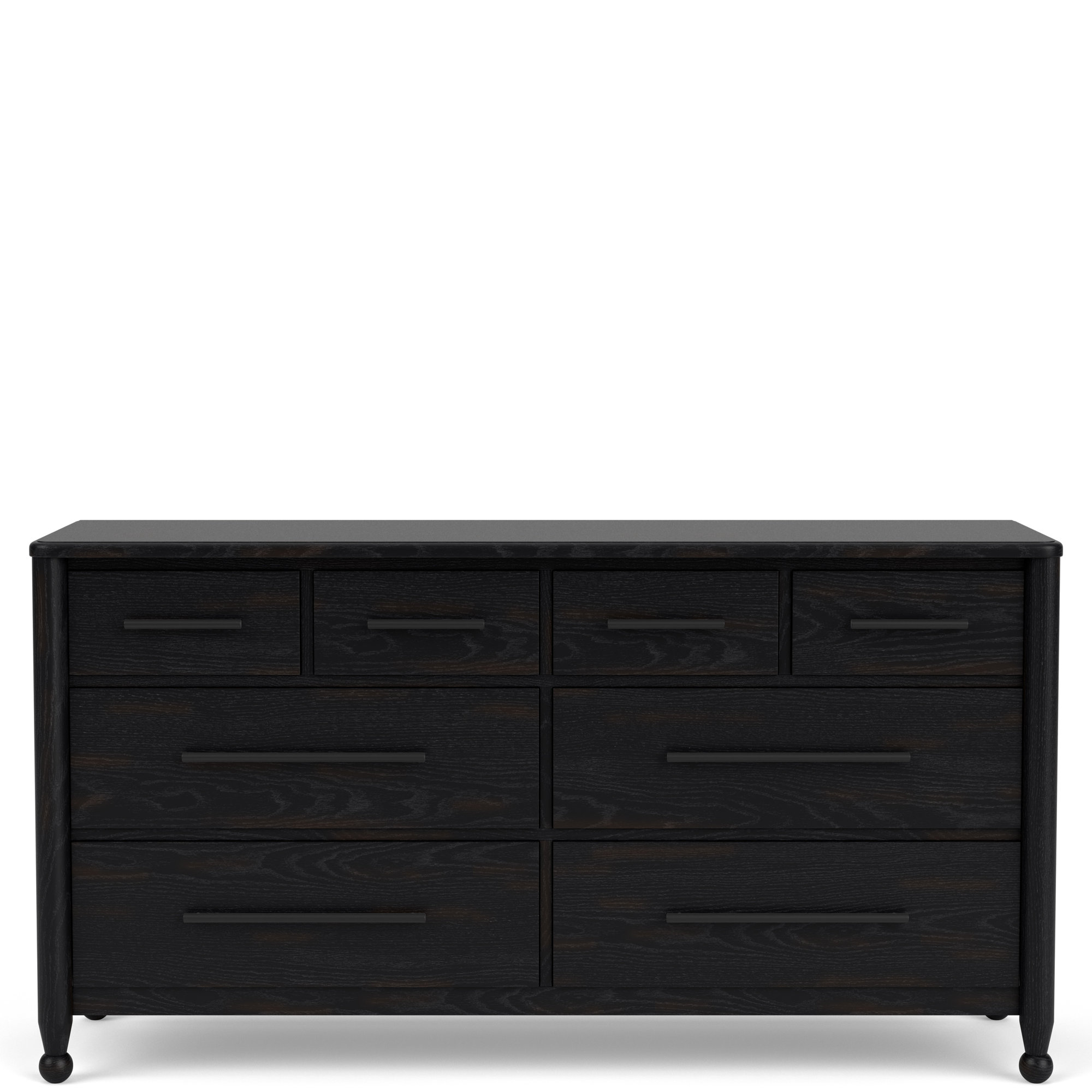 Ebony Eight Drawer Dresser, Black