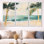«Tropical Beach», art mural feuille de palmier - ensemble d'art mural encadré 3 pièces Jamil