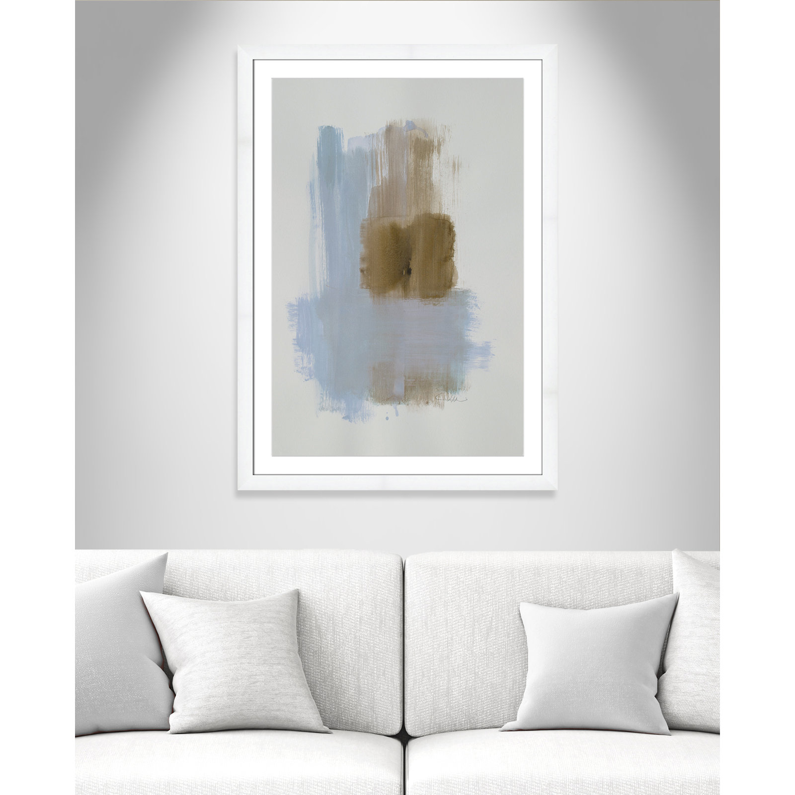 Esmeray "Powder Room Wash IV" Print, 43" H x 31" W x 1.25" D, White Cube Frame Matted