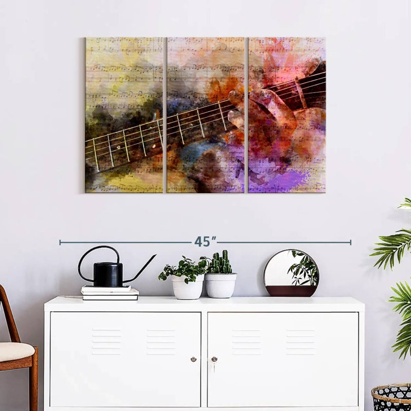 Guitare solo, reproduction sur toile, H 24 po x l 38 po x 1,25 po