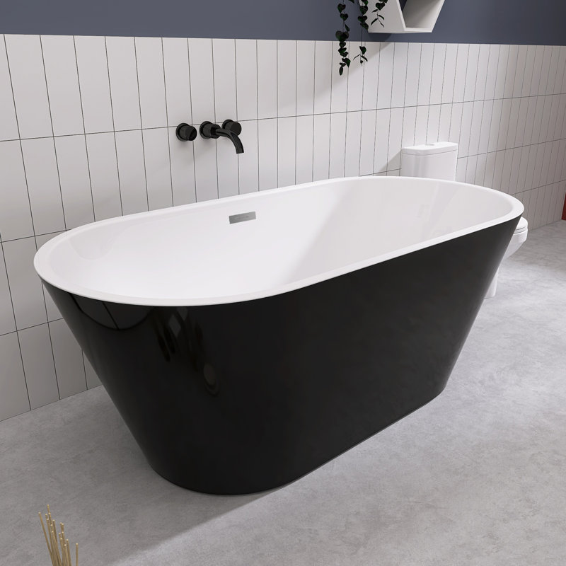 Baignoire de trempage autoportante en acrylique 67 po. X 31 po., Noir