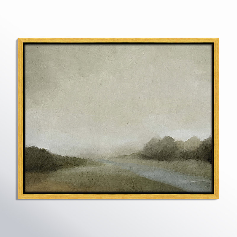 Vanora "Lovers Creek" Watercolor Floater Frame Painting , 12.5" H x 15.5" W, Gold