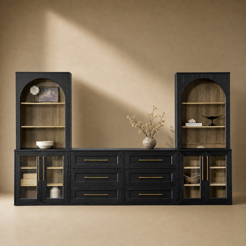 Danika 4 Piece Entertainment Center With Storage, Black