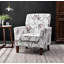 Chaise avec accoudoirs en mélange de polyester à motifs, structure en bois de bouleau massif avec pieds fuselés bruns, chaise d'appoint rembourrée de mousse avec garniture pour le bureau du salon